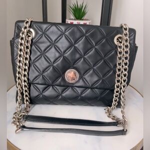 Kate Spade Black Quilted Shoulder Bag with Gold Accents